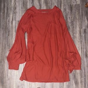 Rust Orange Long Sleeve Dress